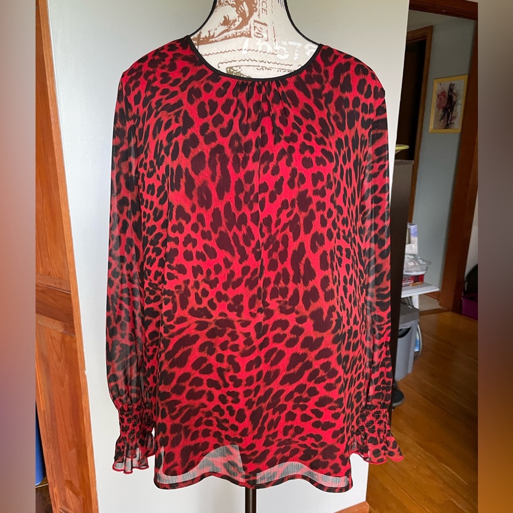 DKNY Animal Print Blouse, Size M